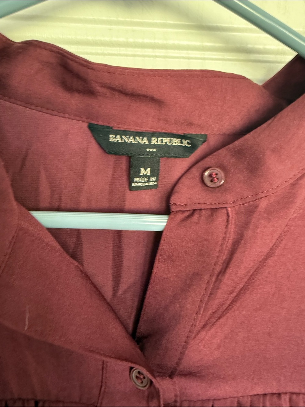 2 for $20 sale: Banana Republic factory Burgundy Ruffle Button Down Blouse - Picture 3 of 5